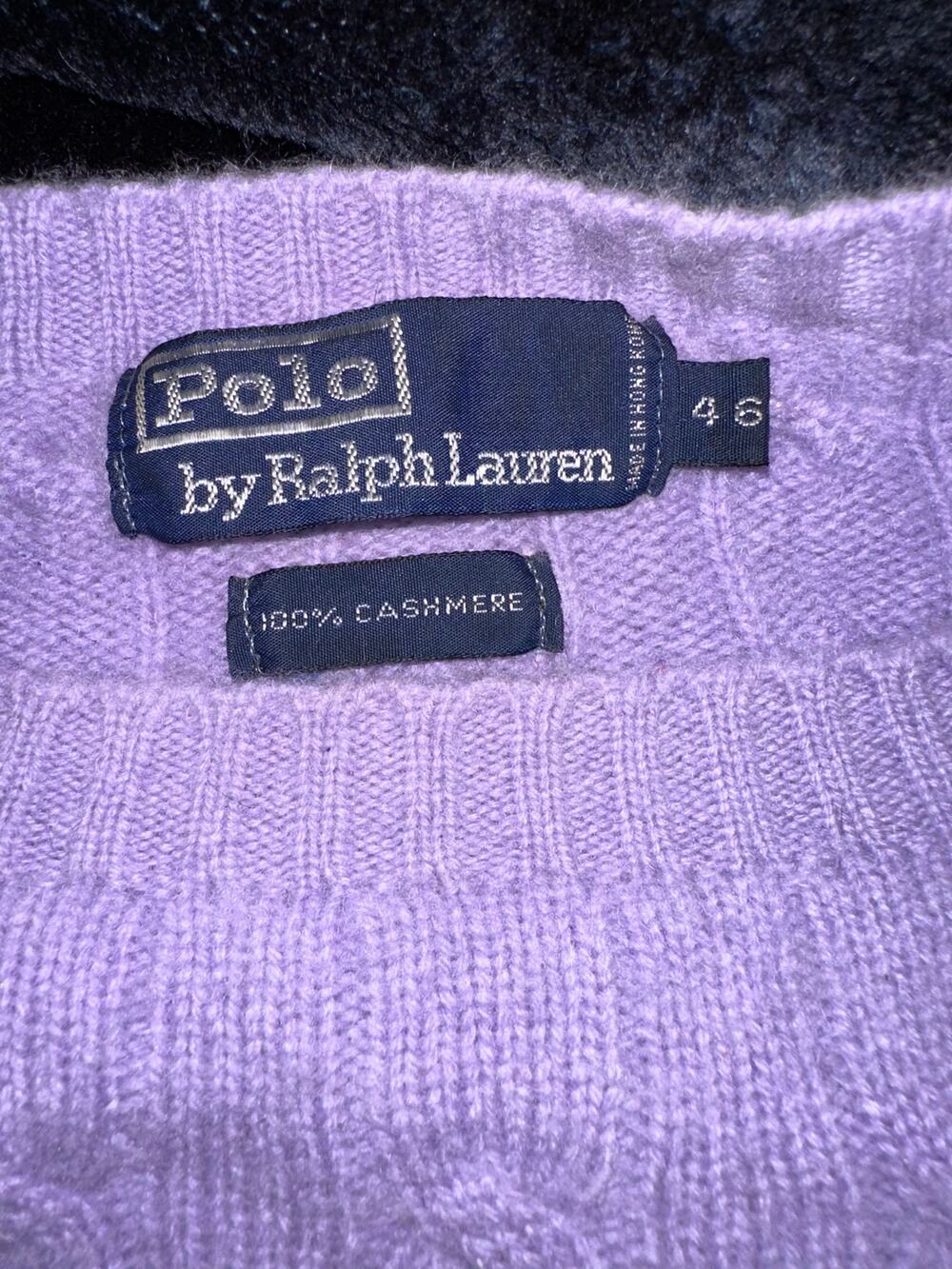 VINTAGE 70's/80's POLO BY RALPH LAUREN LAVENDER CASHMERE CABLED SWEATER 46